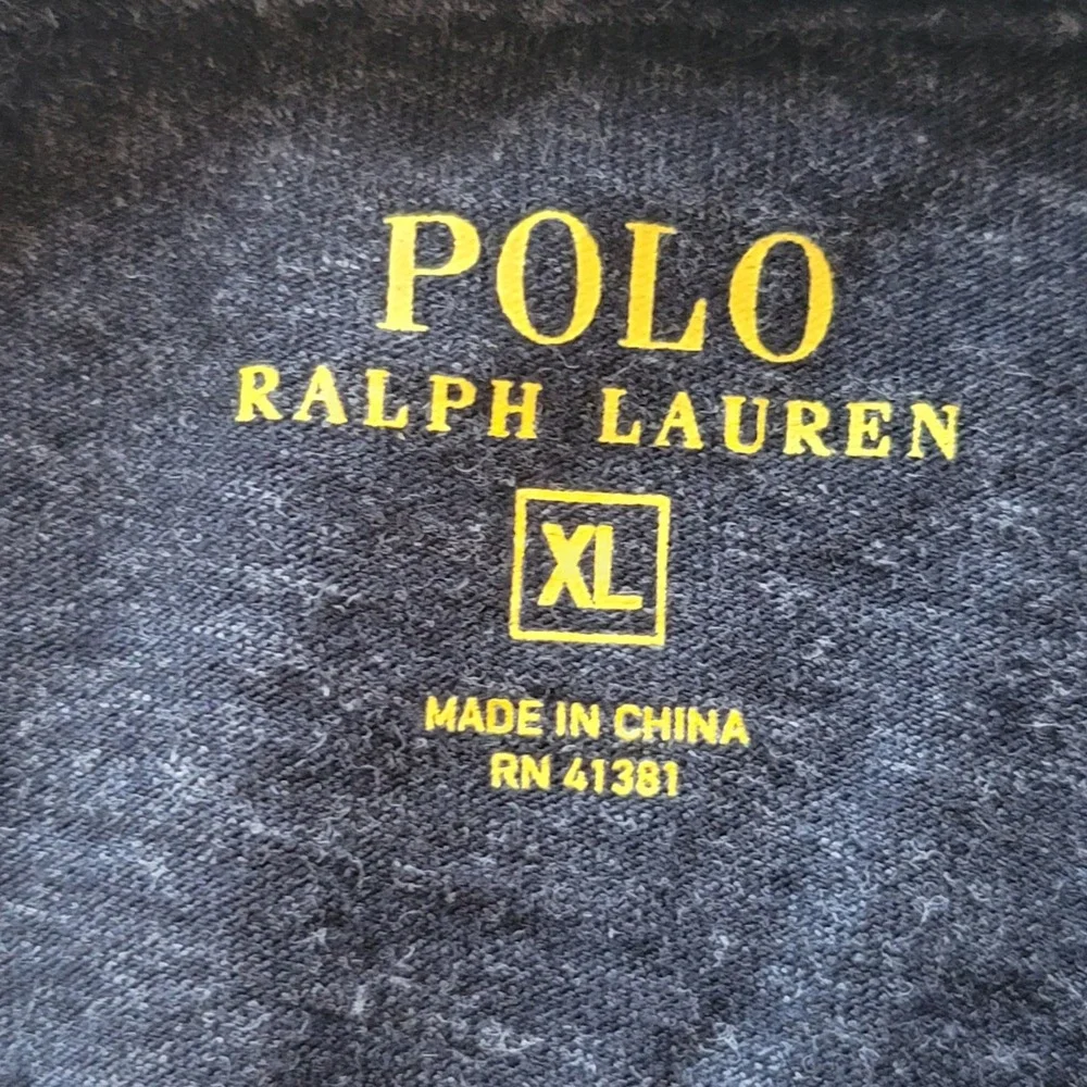 Polo Ralph Lauren T-Shirt Mens XL Gray V-Neck Long‎ Sleeve Cotton Pony Logo
